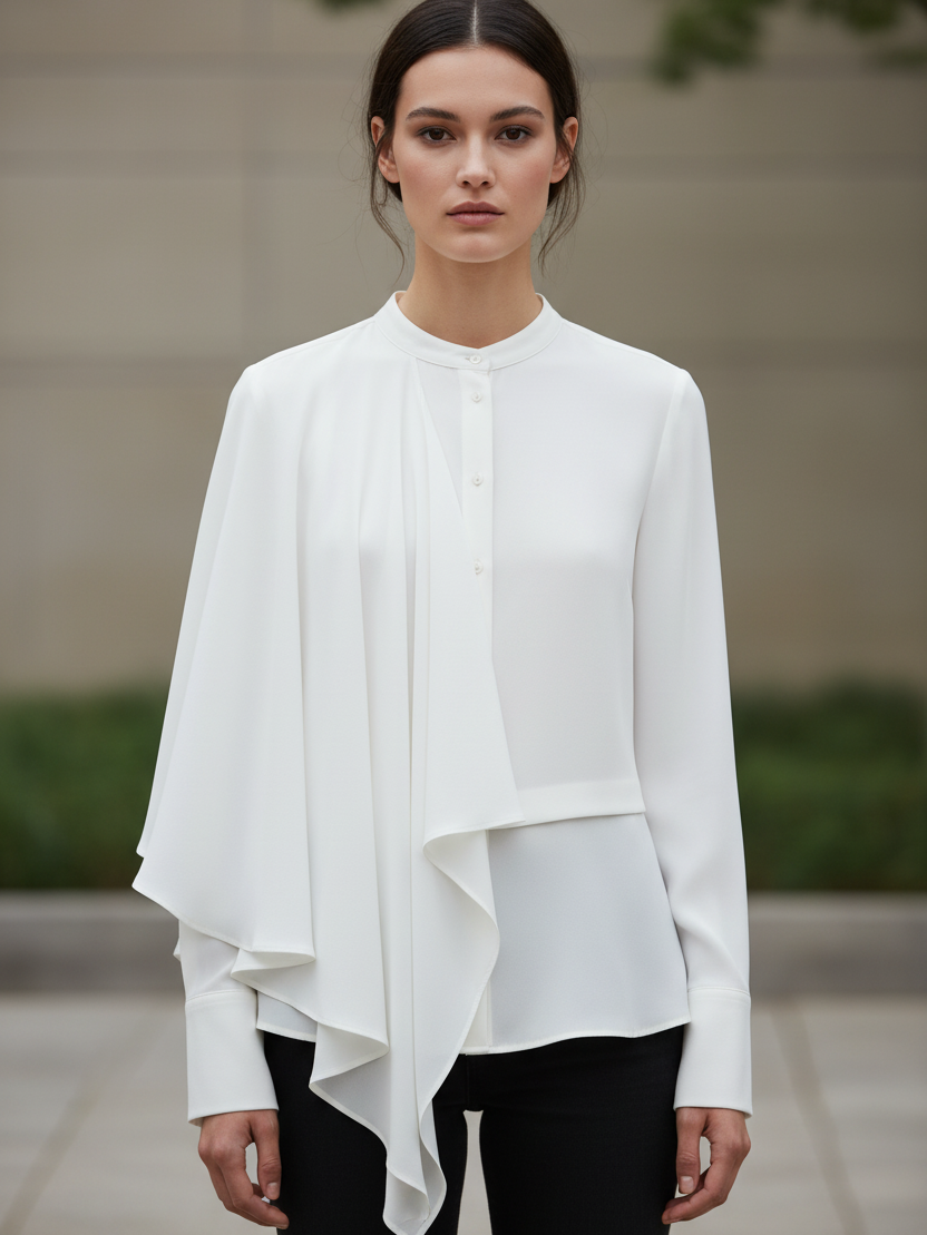 Asymmetric Drape Panel Shirt