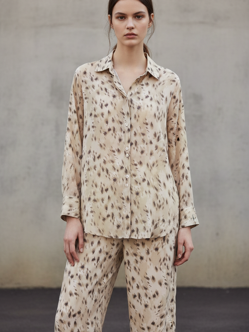 Abstract Print Relaxed Shirt & Wide-Leg Trouser Set