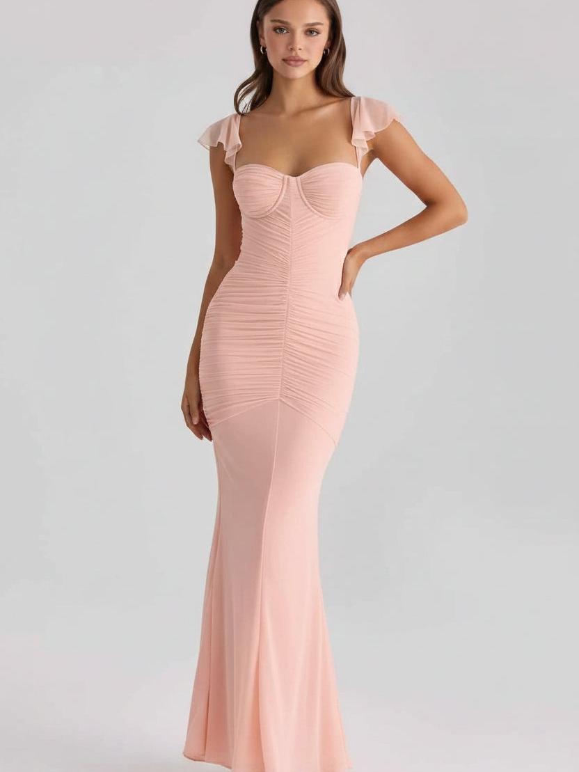 Blush Muse Ruched Mermaid Maxi Dress