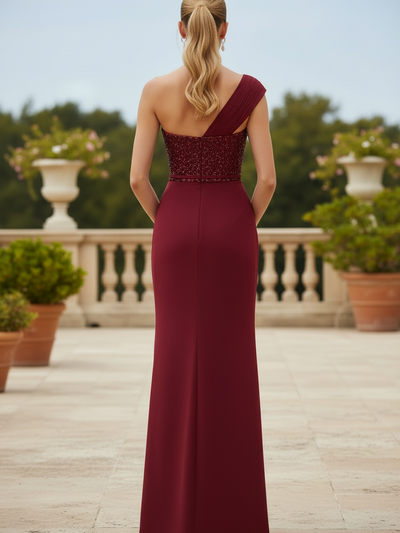 Off-Shoulder Sequin Corset Gown