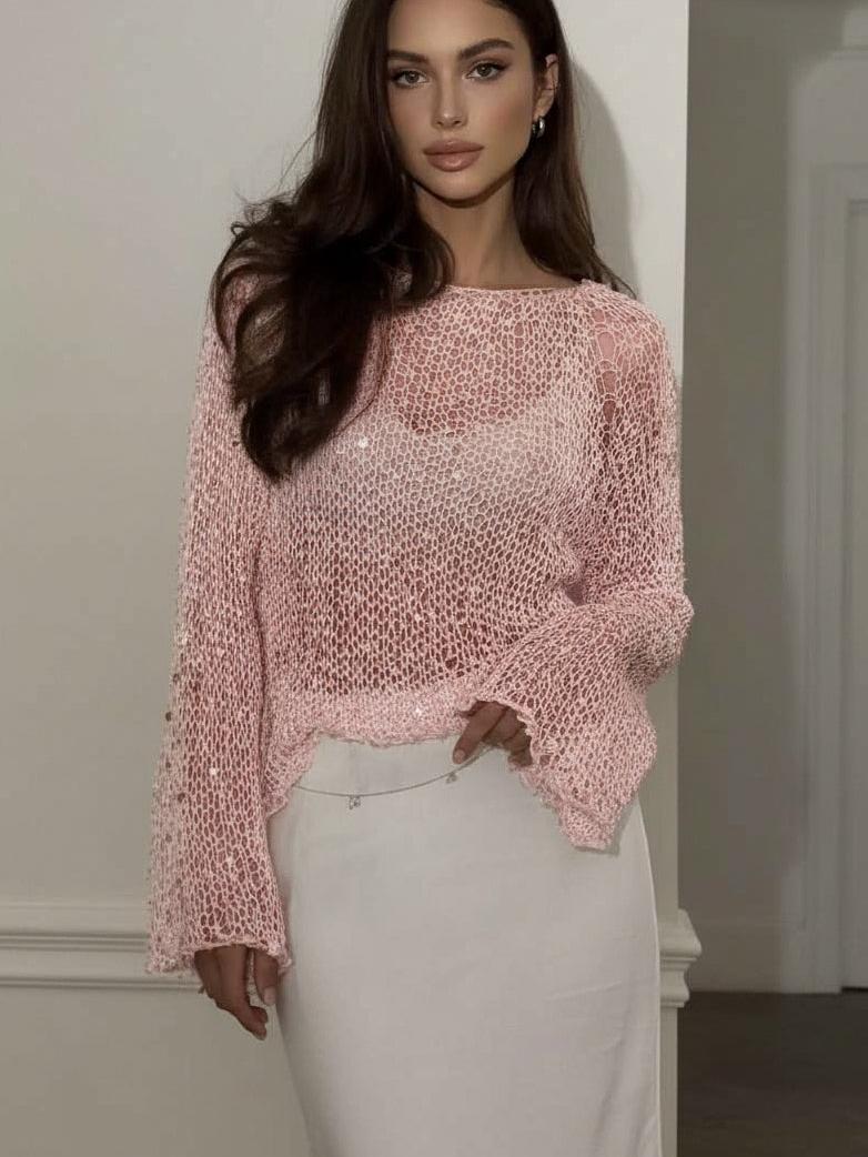 Shoreline Sparkle Open‑Knit Beach Top