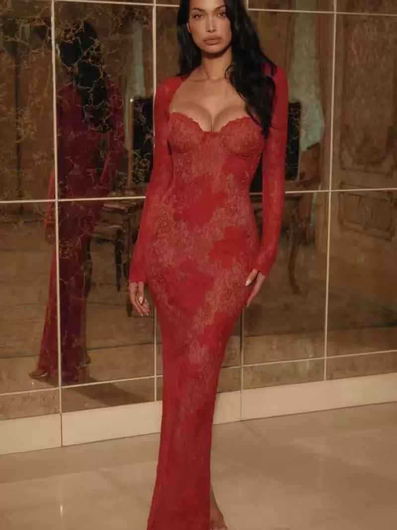 Siren Lace Corset Maxi Dress