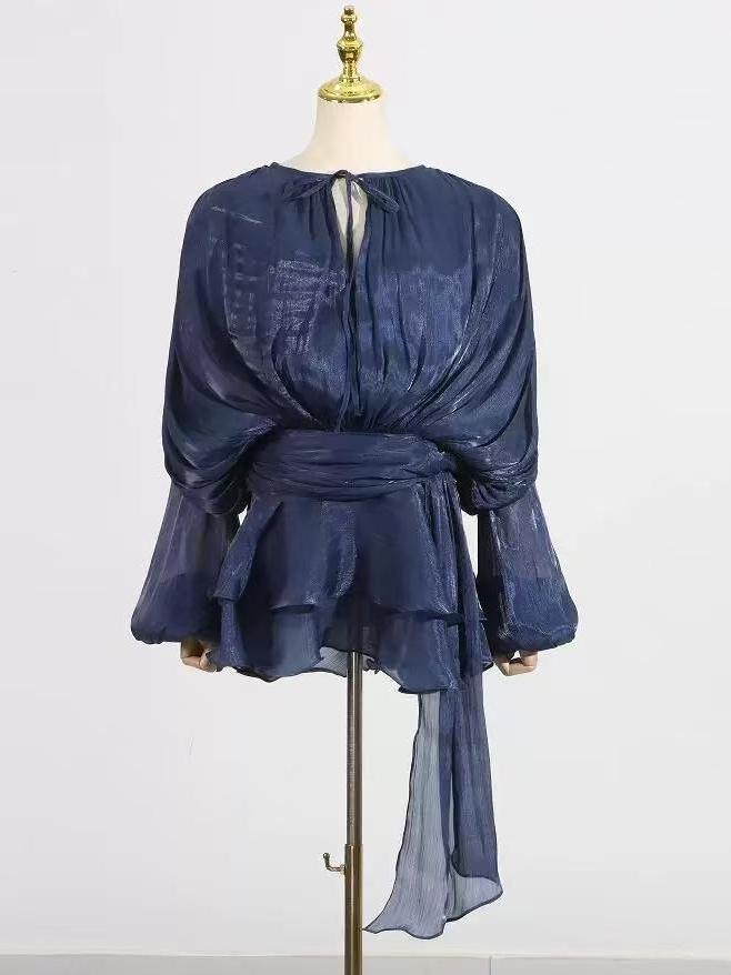 Lyla Bell Sleeve Ruffle Tail Dress with Shorts Coord Set