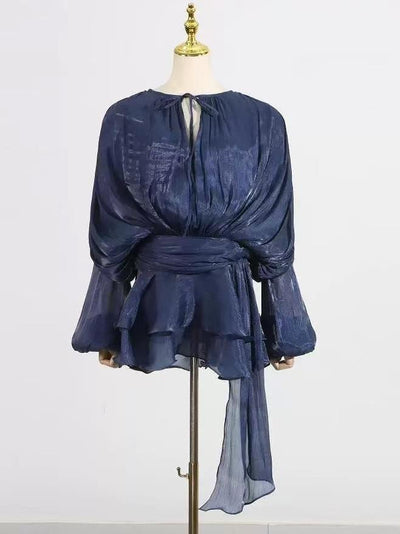 Lyla Bell Sleeve Ruffle Tail Dress with Shorts Coord Set