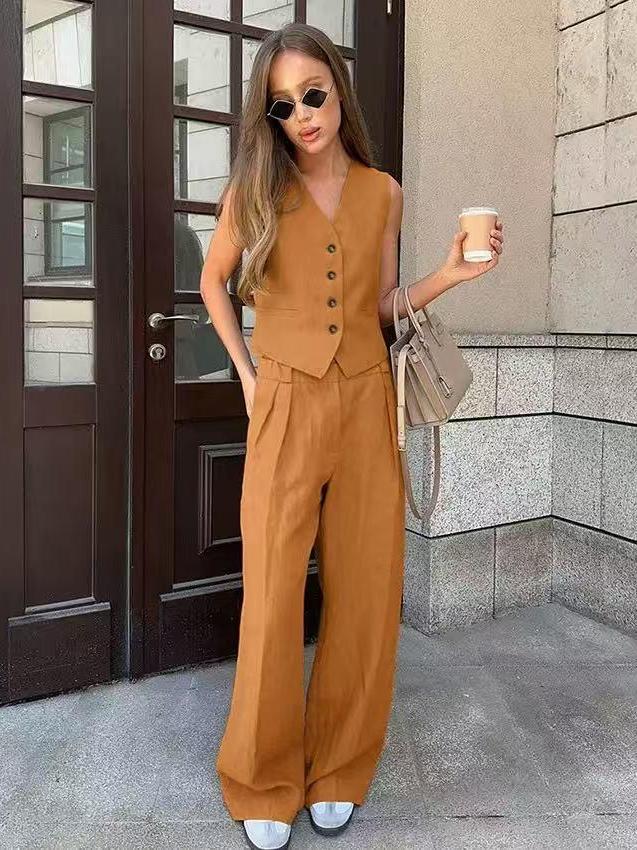 Waistcoat and wide‑leg trousers co‑ord set