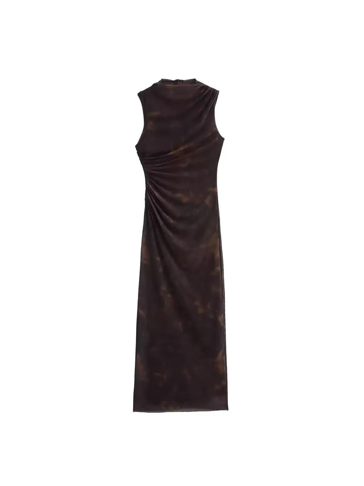 Ruched Side Marble Maxi Dress by Exclusives in dark marble print