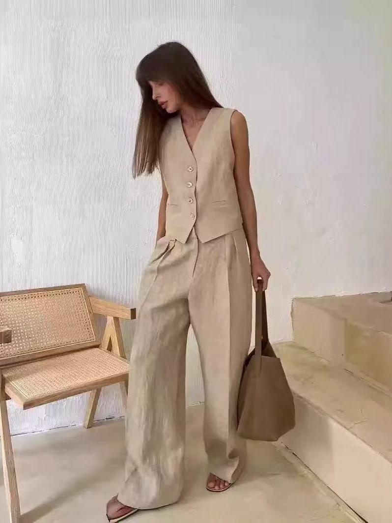 Waistcoat and wide‑leg trousers co‑ord set