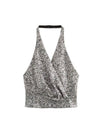 Halterneck Sequins Backless Cami Top