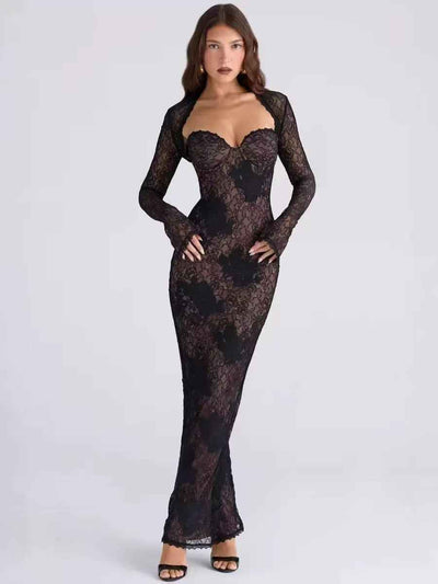 Siren Lace Corset Maxi Dress