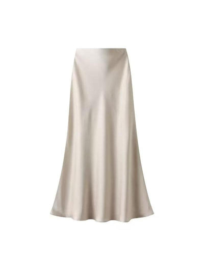 High Waist Satin Ankle Length Long Skirt