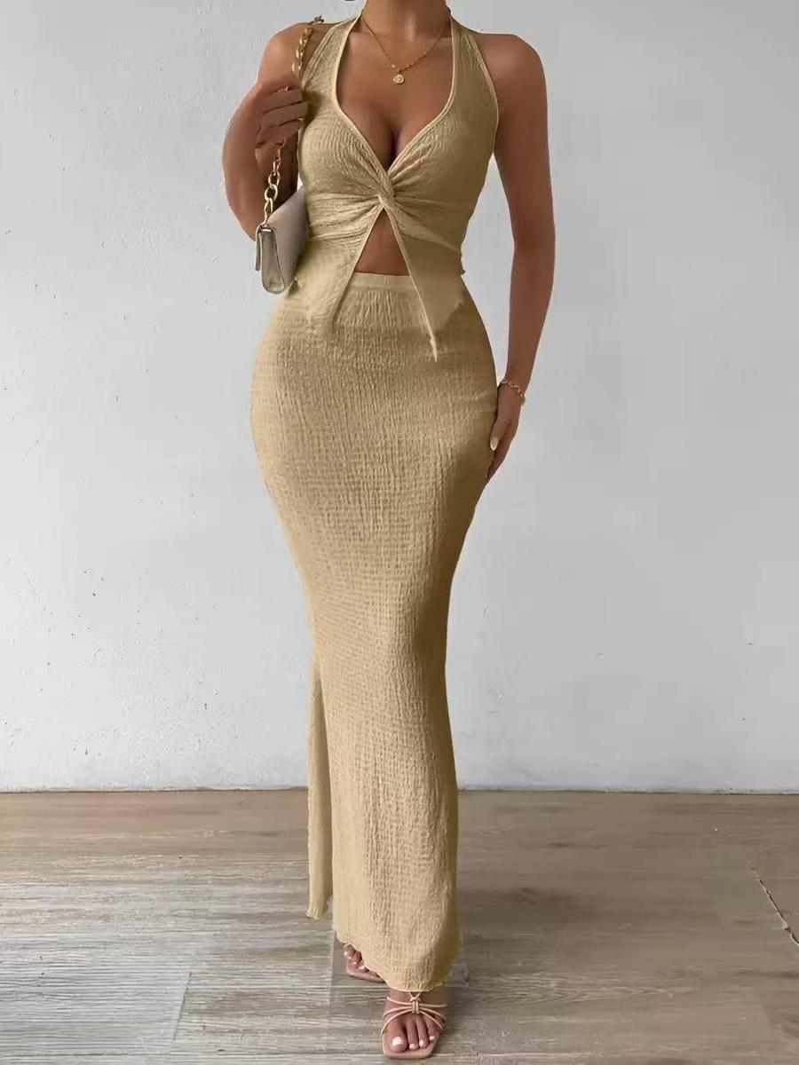 Coastal Knot Front Cut-Out Maxi Dress