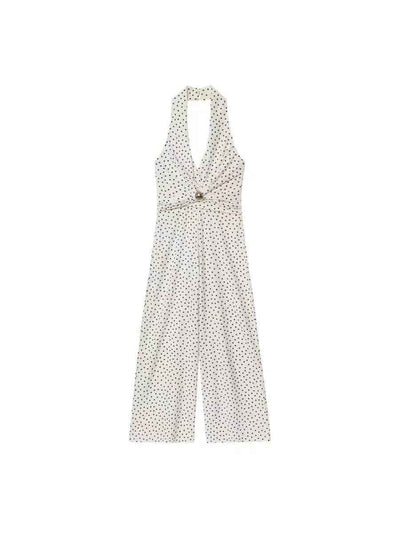 Polka-Dot Halter Wide-Leg Jumpsuit