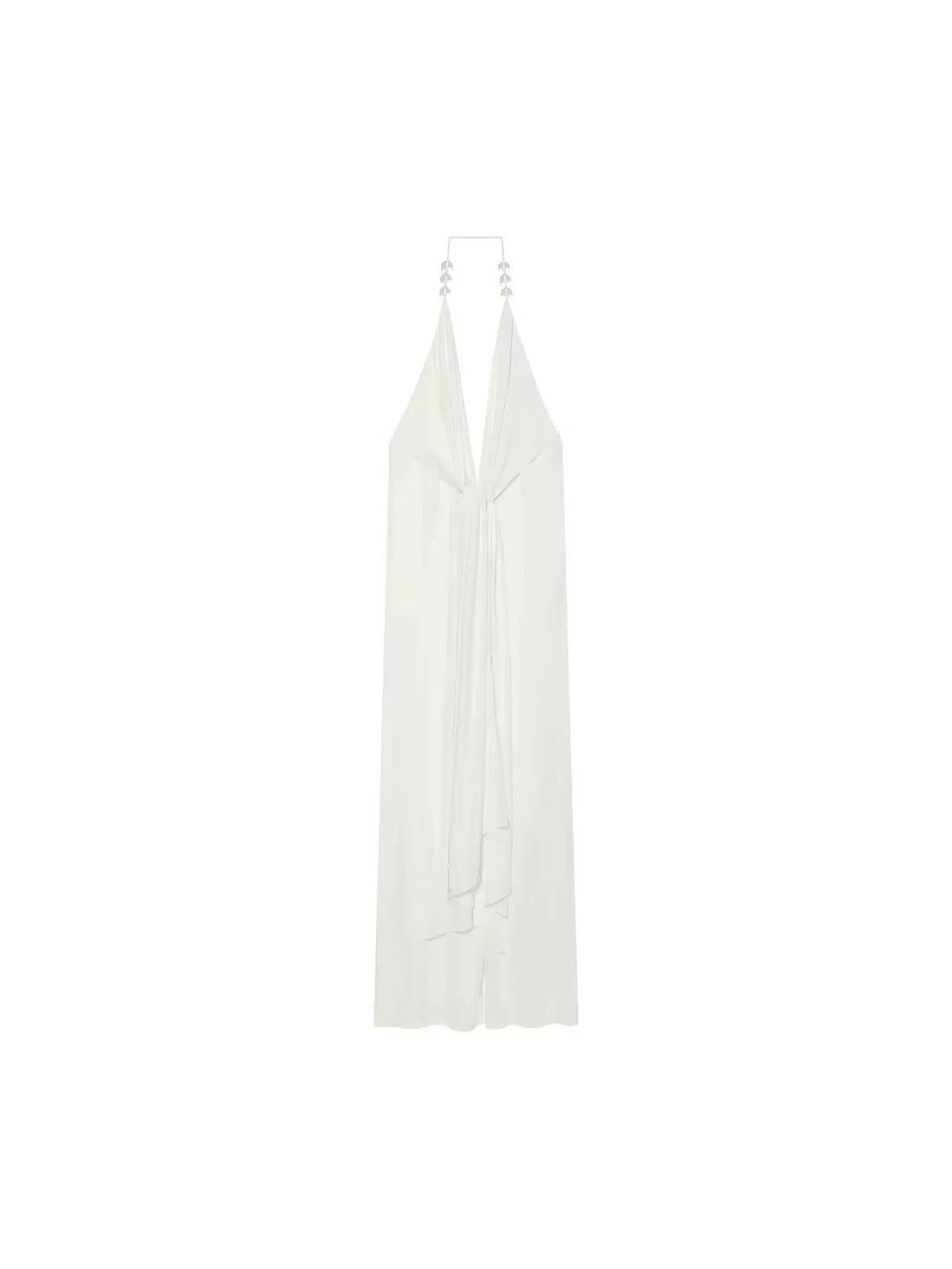 Goddess Halter Maxi Dress by EXCLUSIVES, white halter-neck, on sale
