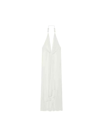 Goddess Halter Maxi Dress by EXCLUSIVES, white halter-neck, on sale