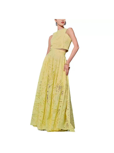 Embroidered Lace Work Crop Top & Skirt Coord Set