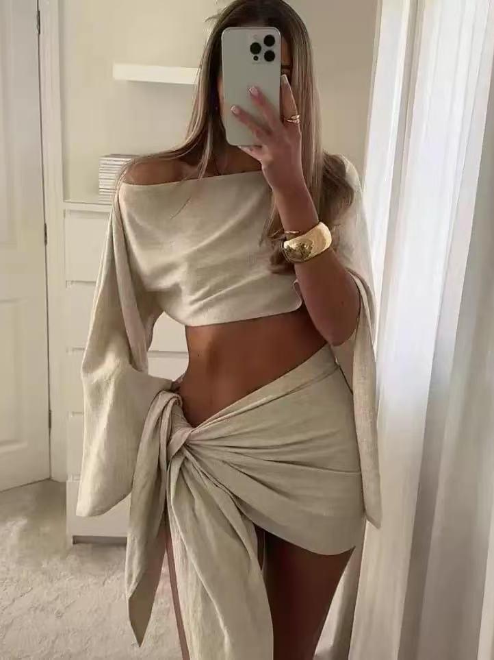 Sunset Drape Asymmetrical Bikini Cover-Up Set