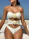 Flower Applique Cutout Tube Swimsuit