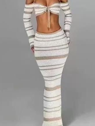 Tarina Off Shoulder Full Sleeves Top & Skirt Coord Set