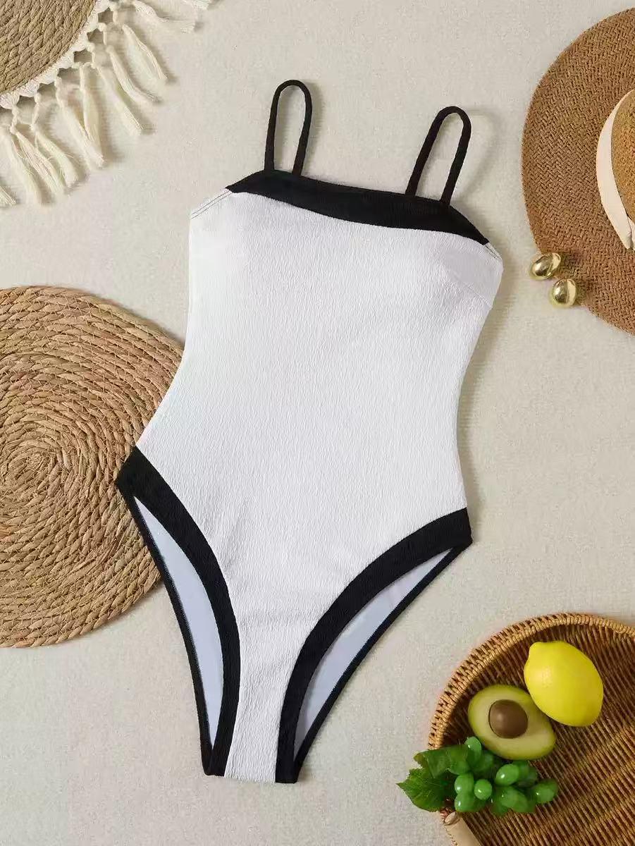 Mono Chic Contrast Trim One Piece Swimsuit
