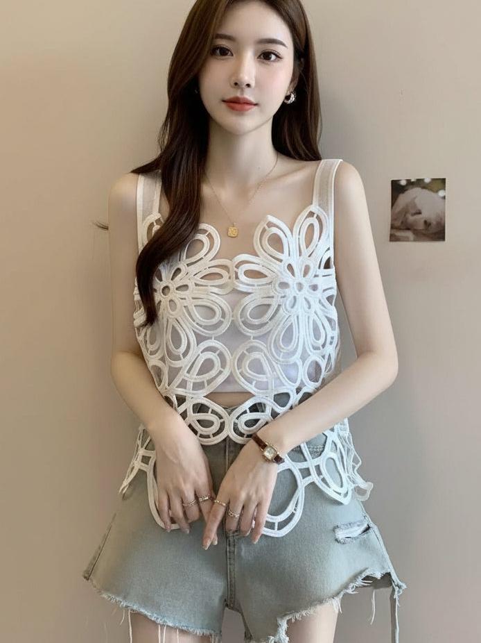 Sunlace 3D Floral Mesh Tank Top