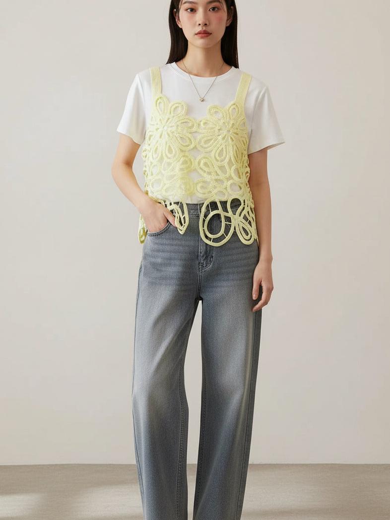 Sunlace 3D Floral Mesh Tank Top