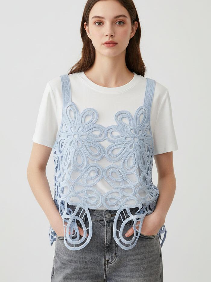 Sunlace 3D Floral Mesh Tank Top