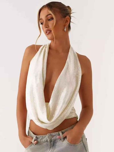 Celeste Sequin Cowl Top