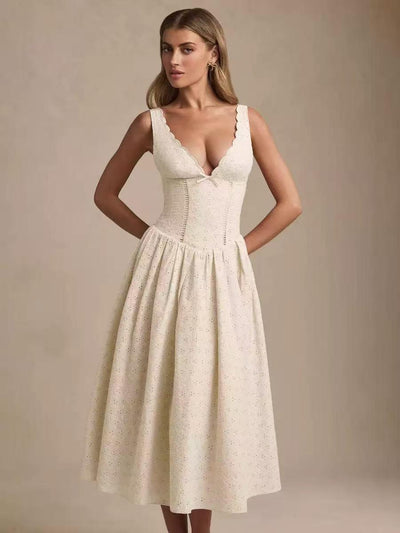 Pink Chikankari Flare Maxi Dress