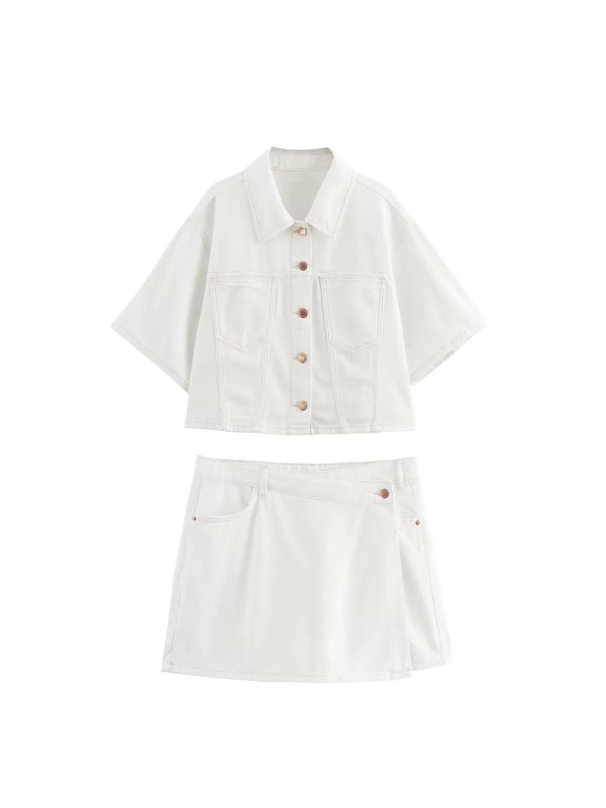 Denim Crop Top & Skorts Coord Set