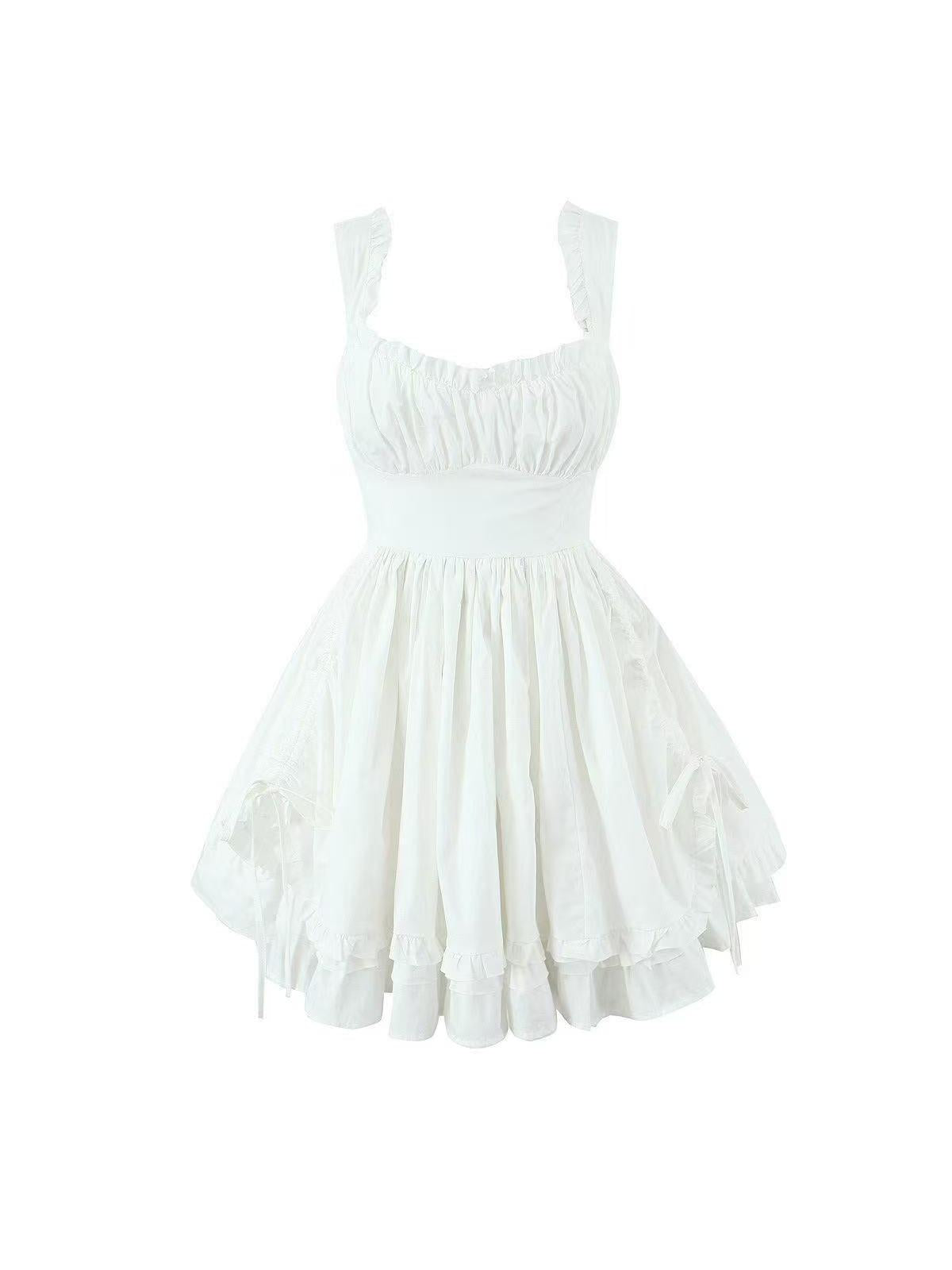 White Ruffle Short Dress