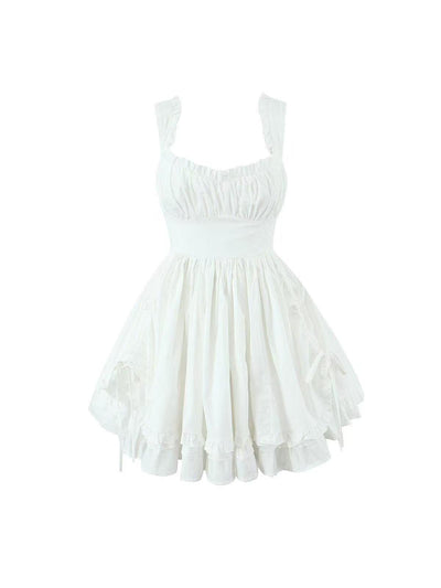 White Ruffle Short Dress