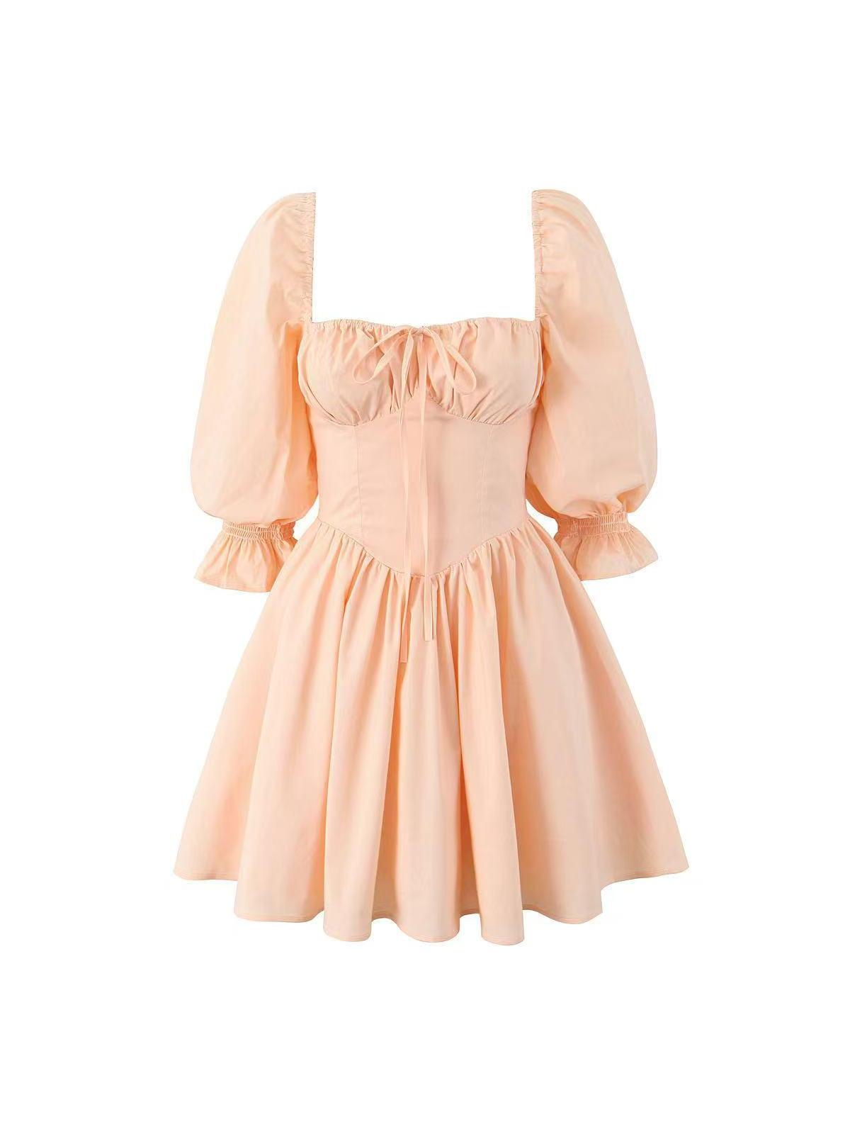 Puff Sleeves Short Flare Dress