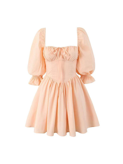 Puff Sleeves Short Flare Dress