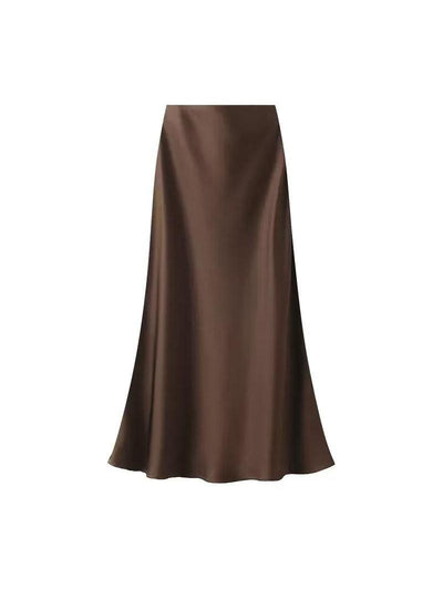High Waist Satin Ankle Length Long Skirt