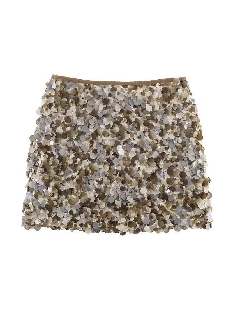 Coin Sequins Mini Skirt
