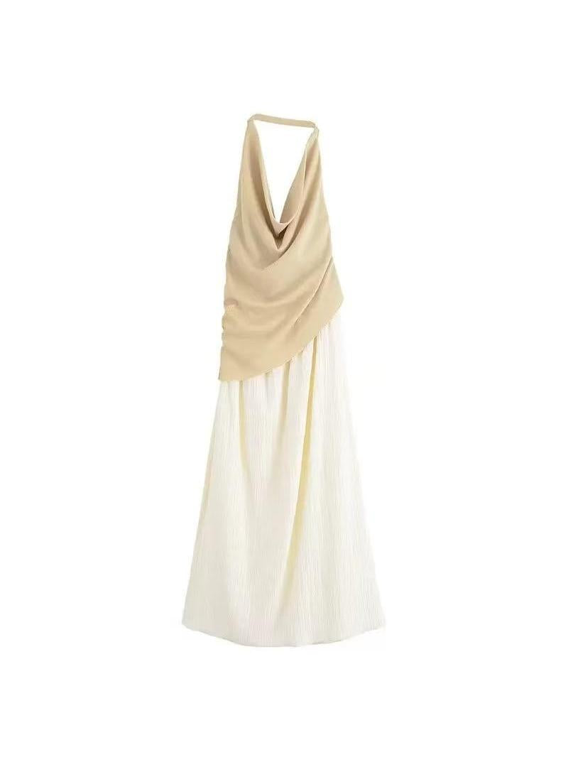 Sahara Drape Two‑Tone Maxi Dress