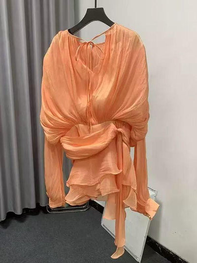 Lyla Bell Sleeve Ruffle Tail Dress with Shorts Coord Set