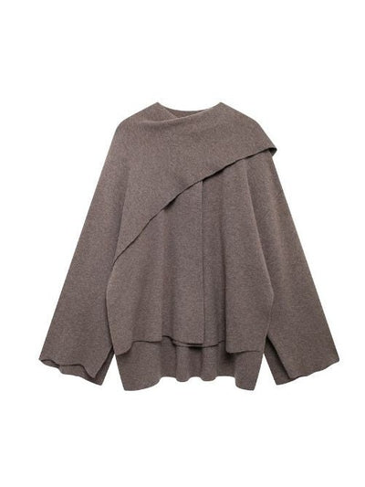 Asymmetric Cape Coat With Attached Scraf