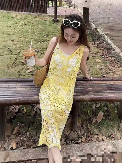 Yellow Crochet Dress