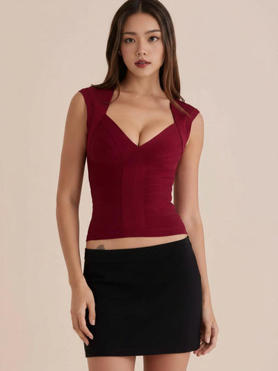 Sculpt V‑Neck Bandage Top
