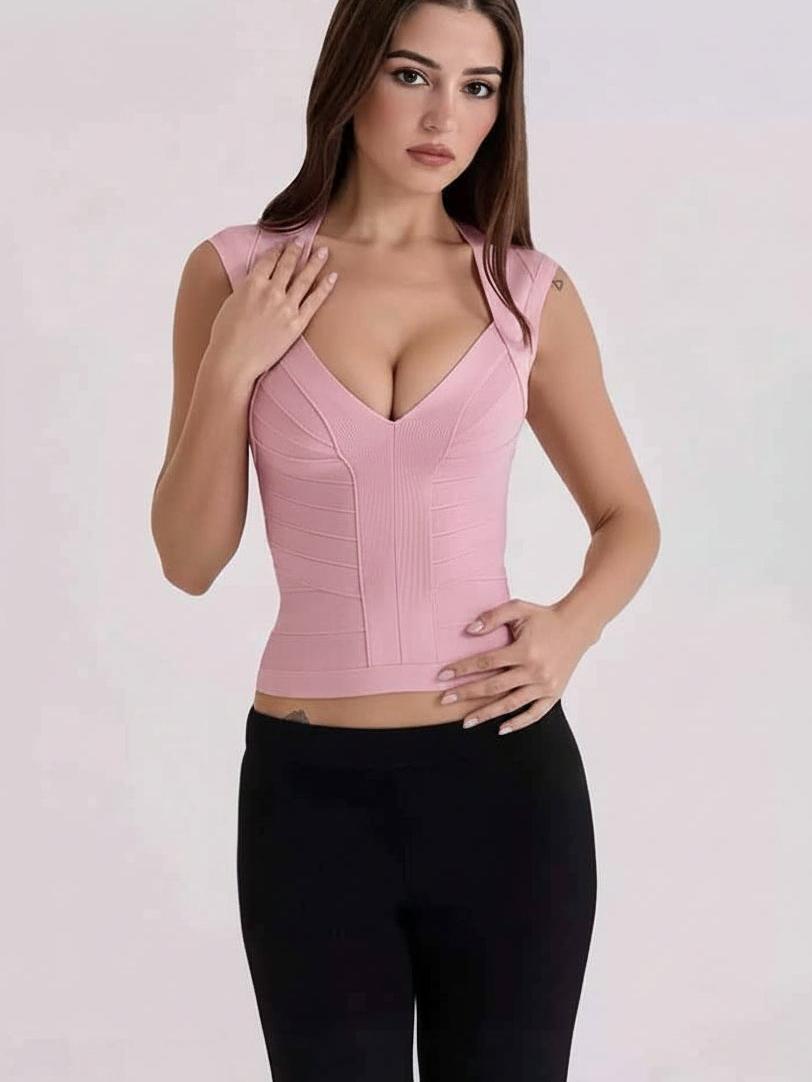 Sculpt V‑Neck Bandage Top