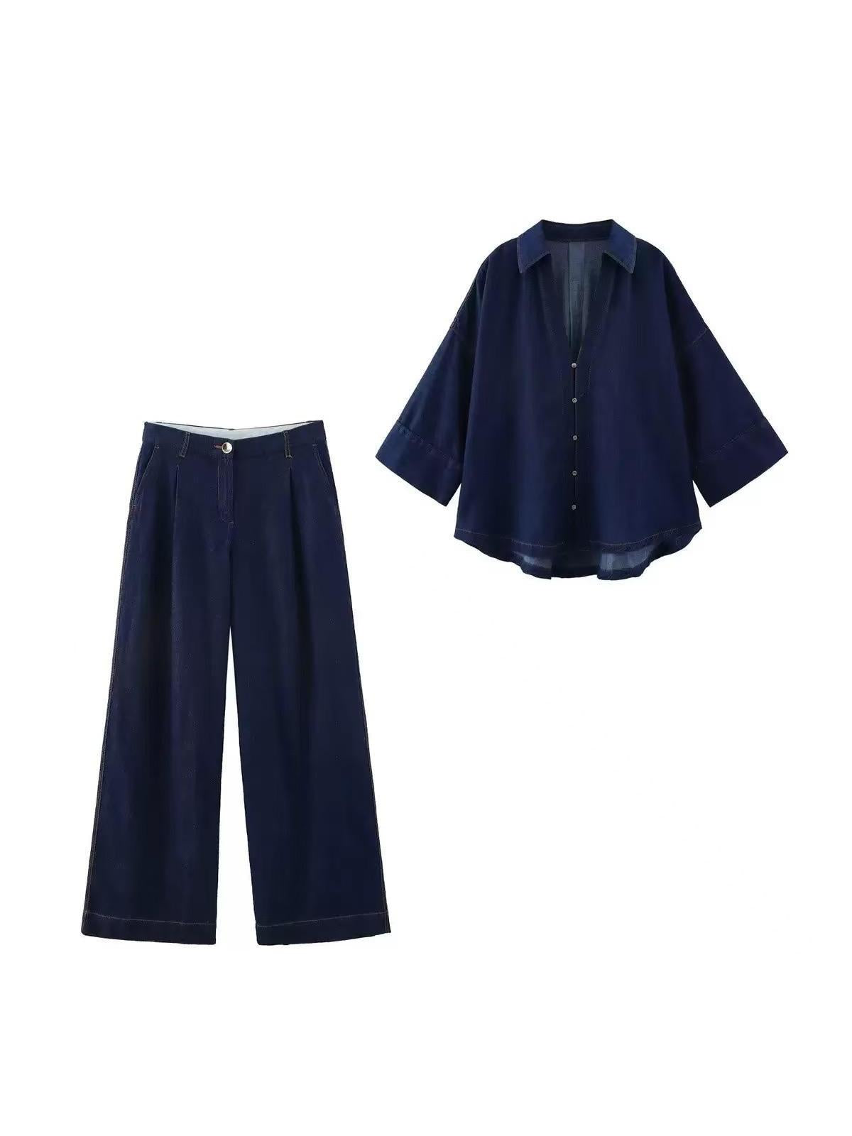Denim Oversized Top & Pants coord Set