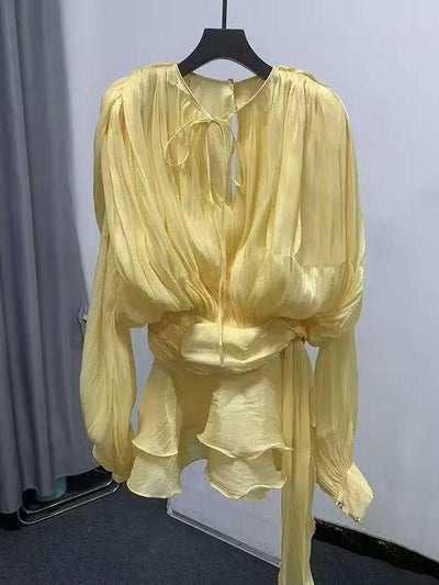 Lyla Bell Sleeve Ruffle Tail Dress with Shorts Coord Set