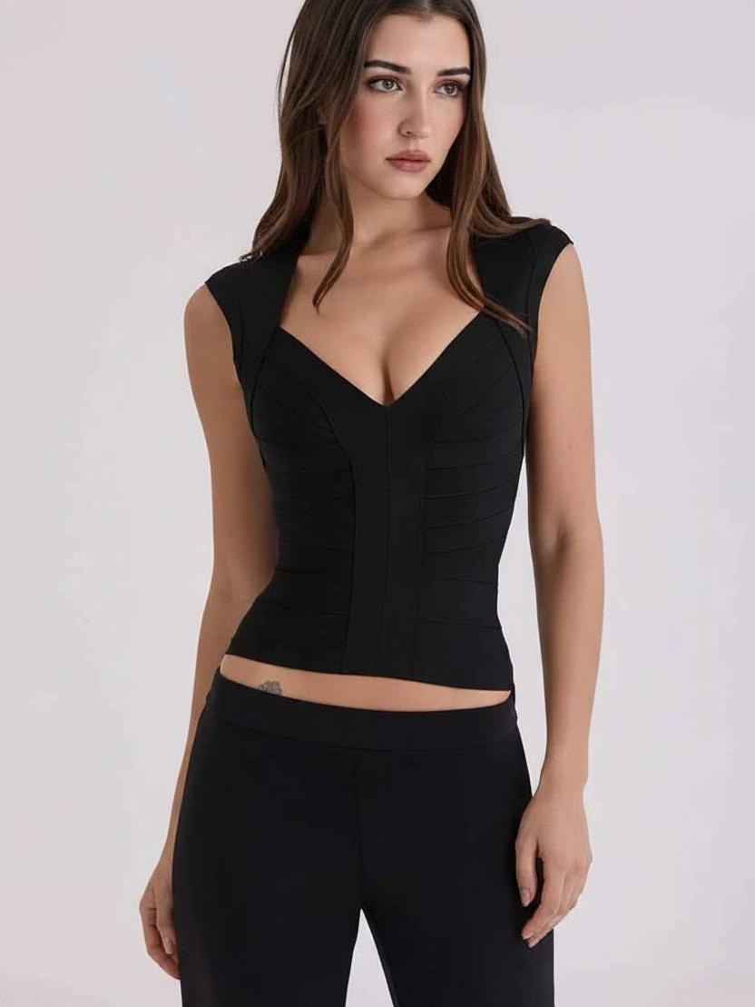 Sculpt V‑Neck Bandage Top