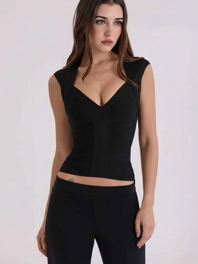 Sculpt V‑Neck Bandage Top