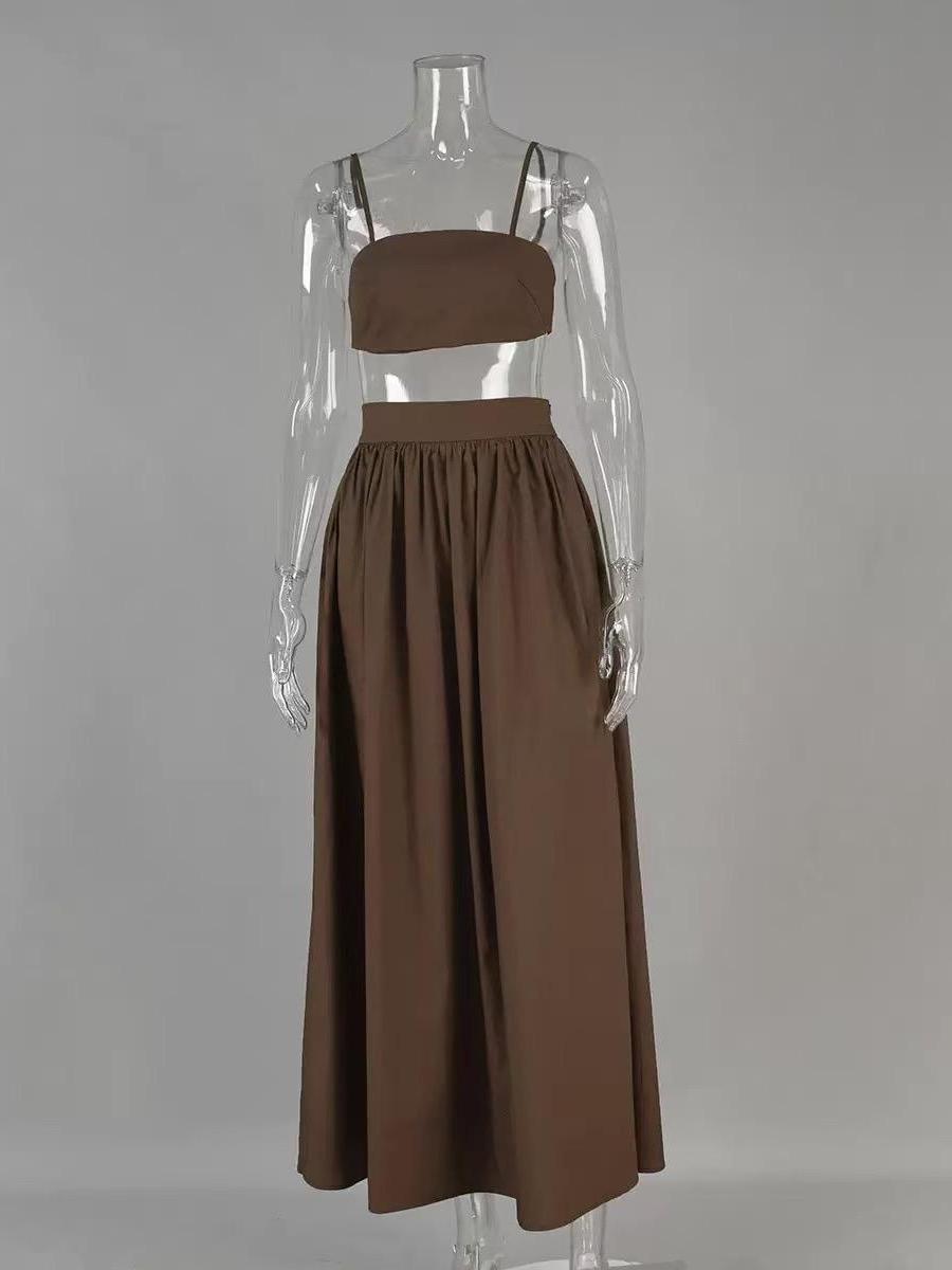 Spaghetti Strap Crop Top & Maxi Skirt Co‑ord Set