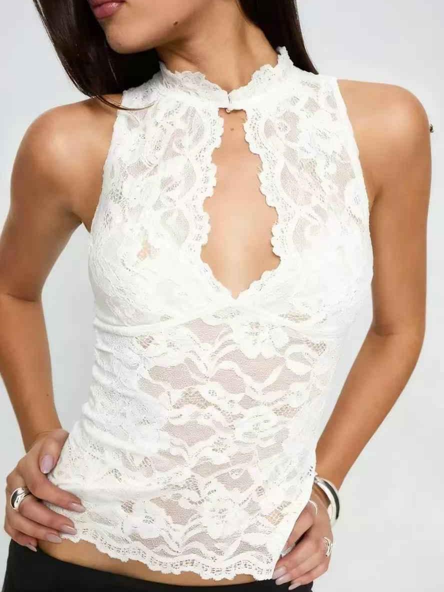 Midnight Muse Lace Halter Top