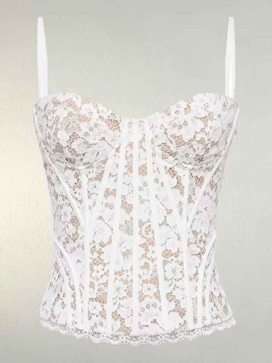 Elena French Lace Boned Bustier Corset Top