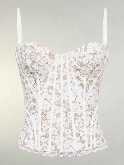 Elena French Lace Boned Bustier Corset Top