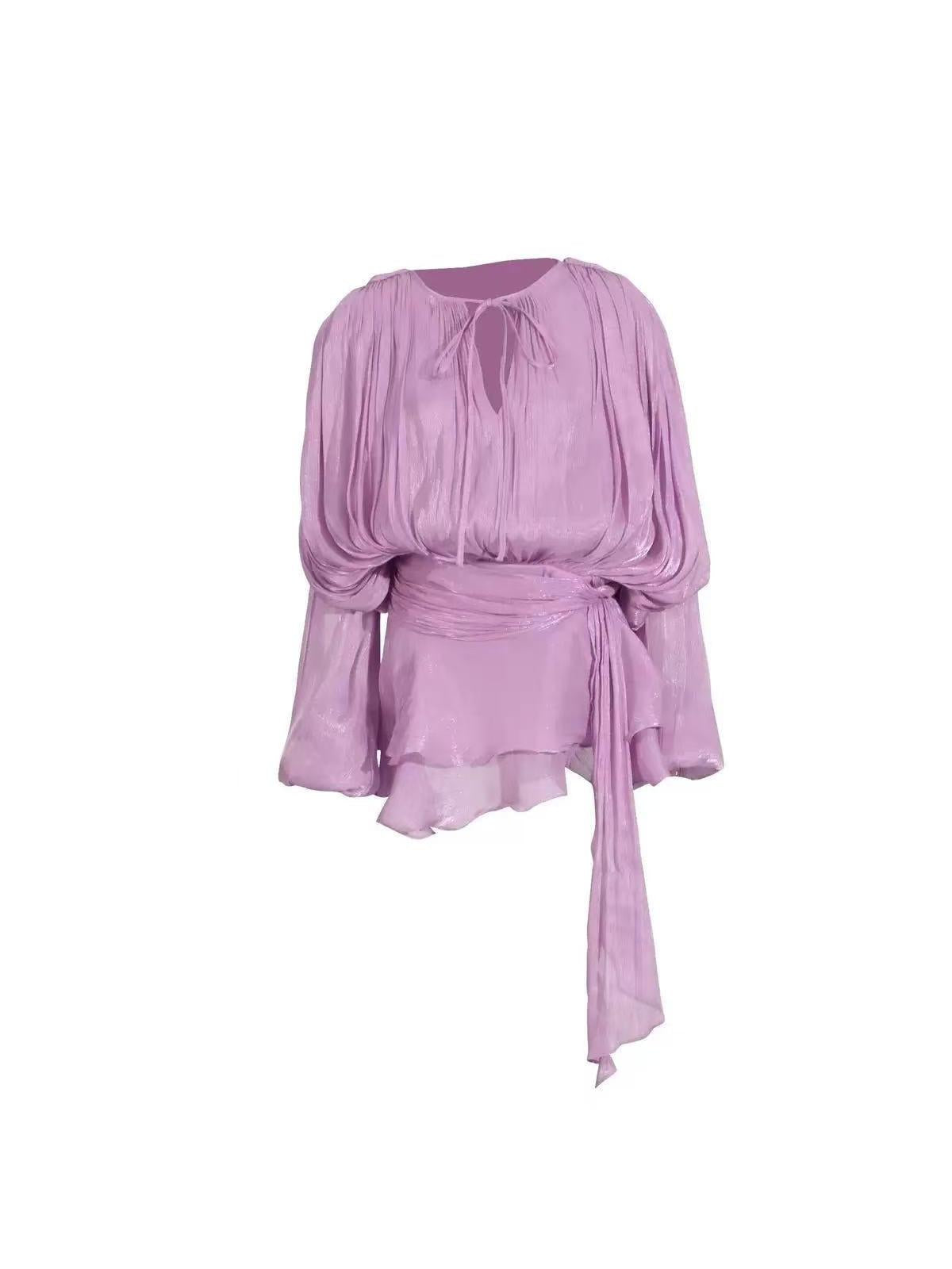 Lyla Bell Sleeve Ruffle Tail Dress with Shorts Coord Set